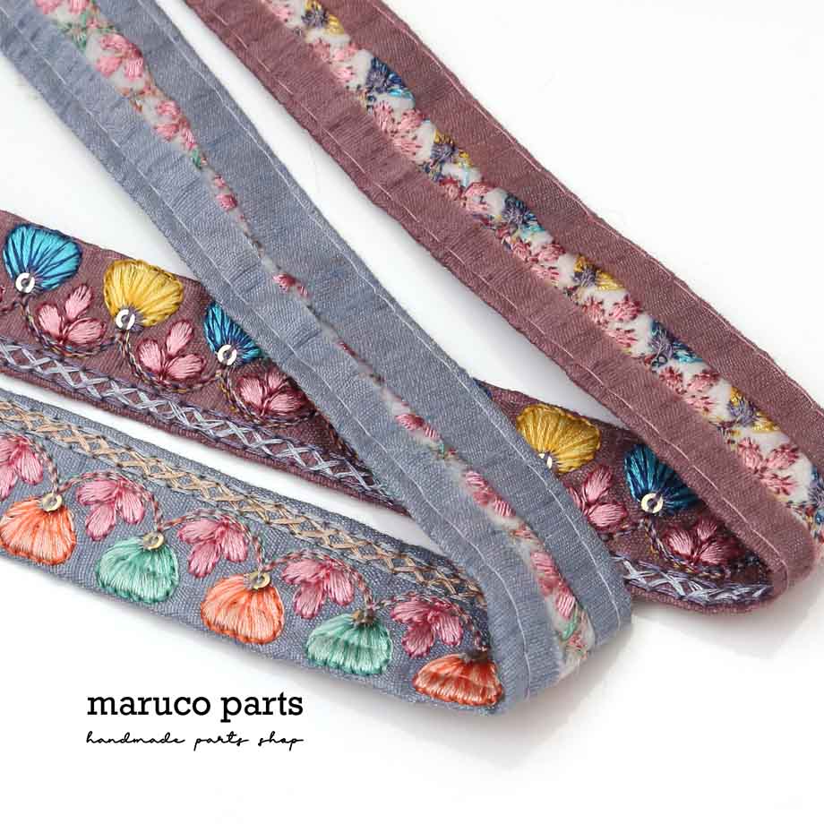 【計り売 50cm-】【 インド刺繍リボン  (338) ＊ 幅 約20cm 】