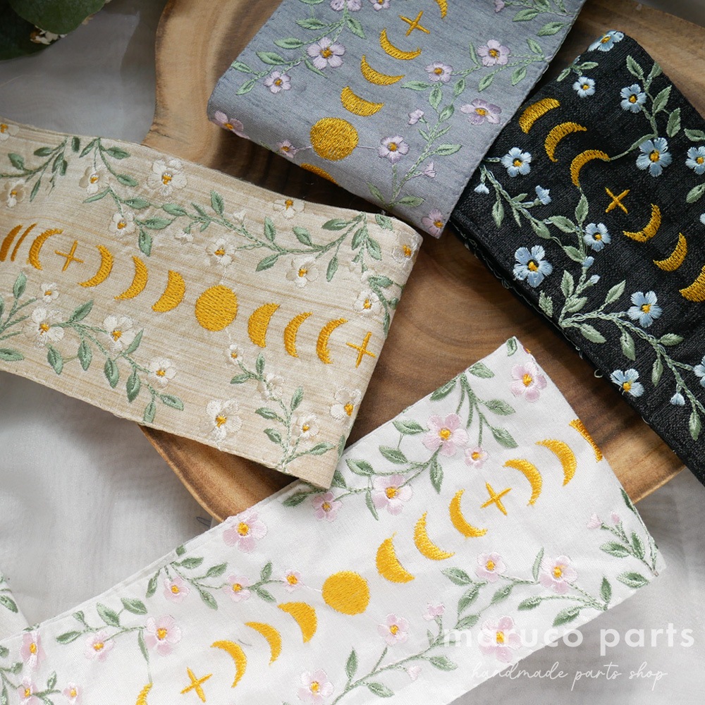 【1本2m】【 インド刺繍リボン (c016) ＊ 幅 約90mm 】