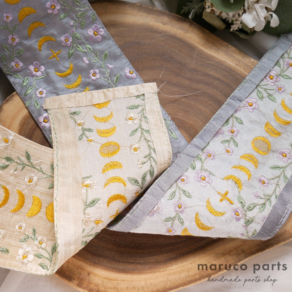 【1本2m】【 インド刺繍リボン (c016) ＊ 幅 約90mm 】