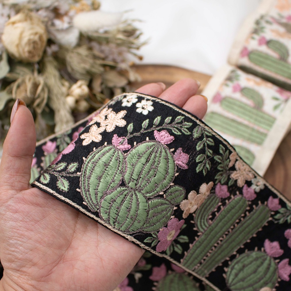 【1本2m】【 インド刺繍リボン (c035) ＊ 幅 約85mm 】 マルコレ