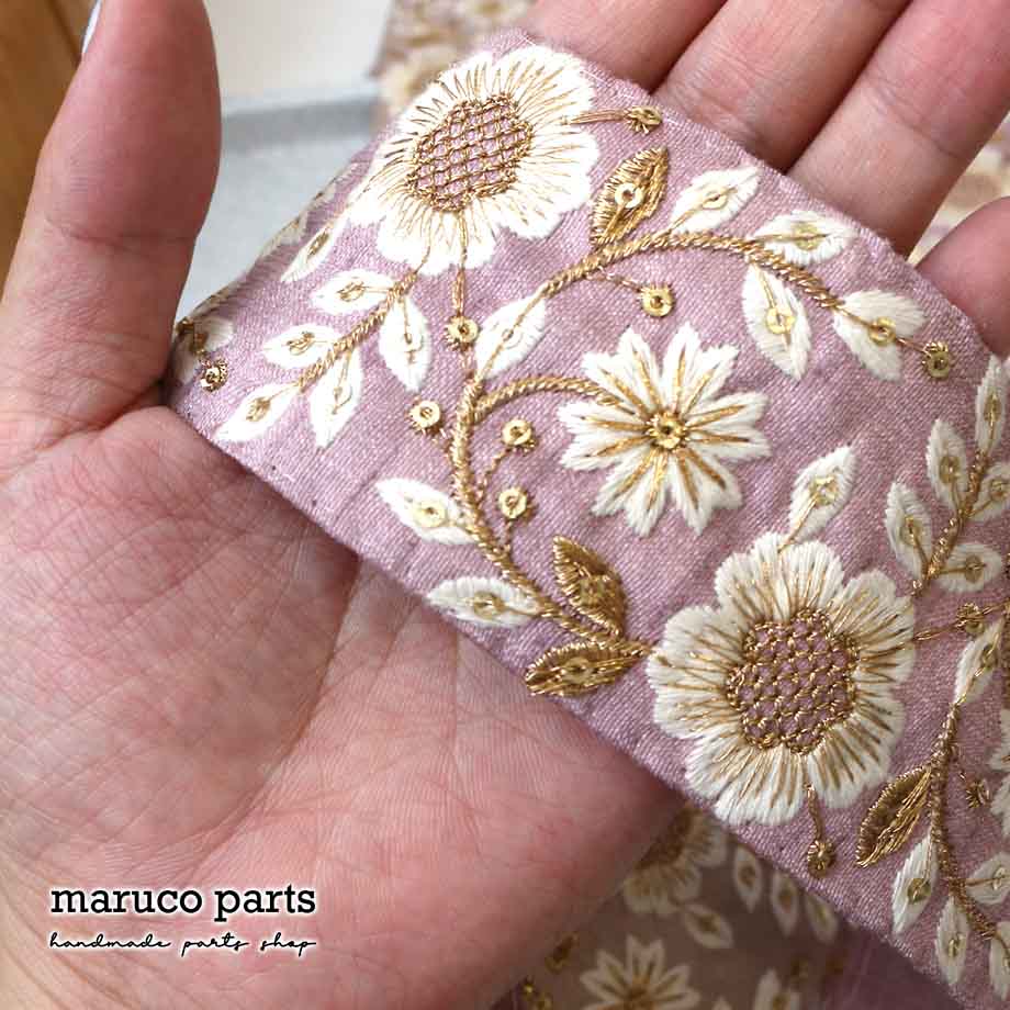 【計り売 50cm-】【 インド刺繍リボン  (354) ＊ 幅 約60cm 】