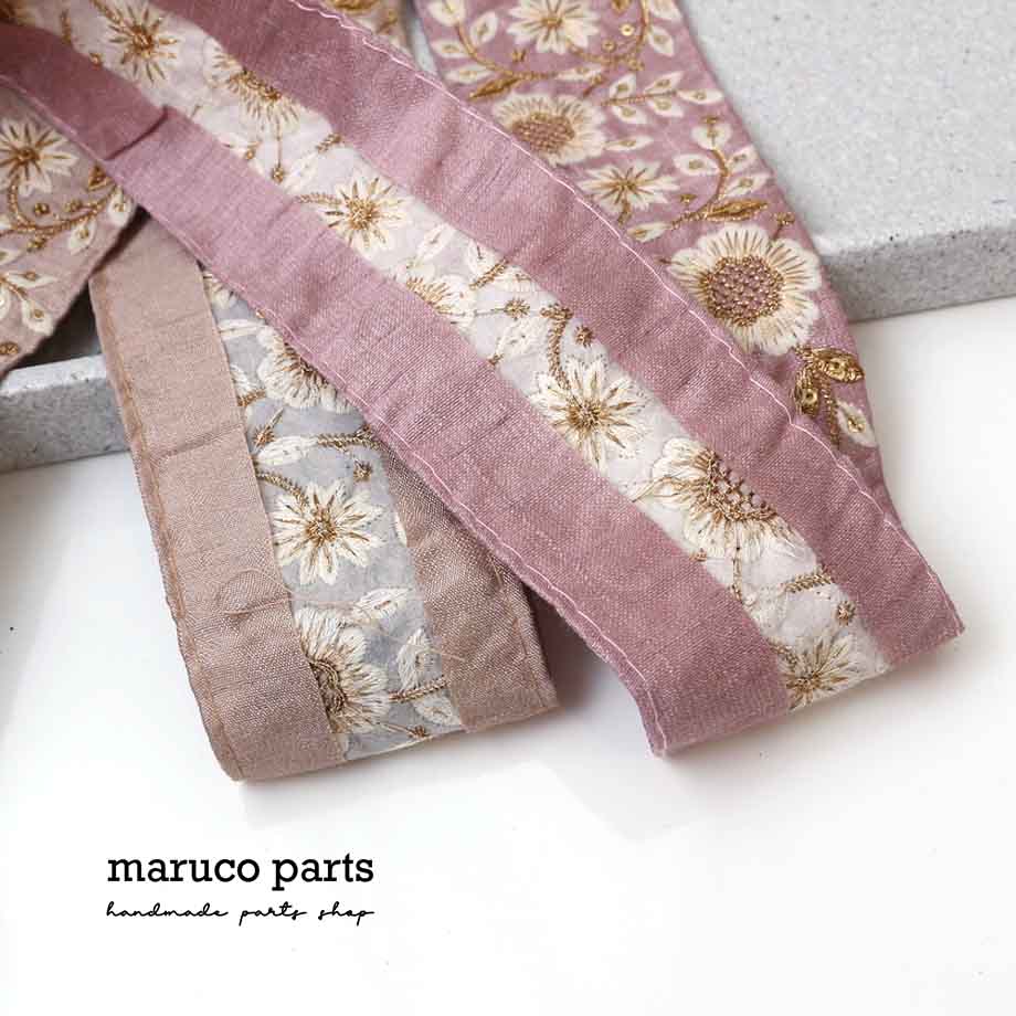 【計り売 50cm-】【 インド刺繍リボン  (354) ＊ 幅 約60cm 】