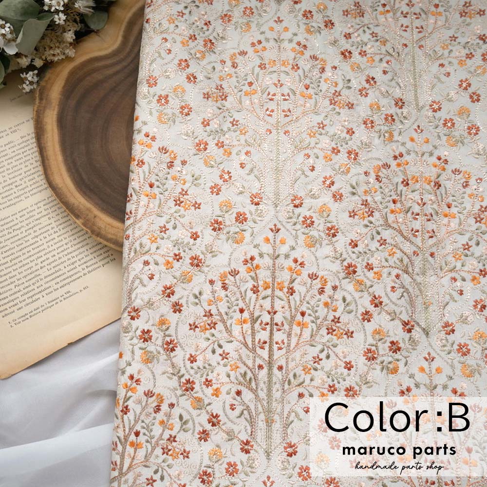 【計り売 50cm-】【 インド 刺繍生地 生地 (f002) 】