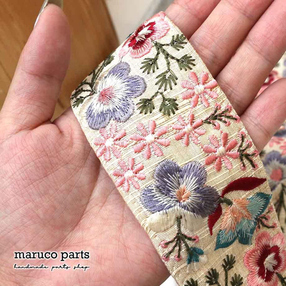 【計り売 50cm-】【 インド刺繍リボン  (352) ＊ 幅 約50cm 】