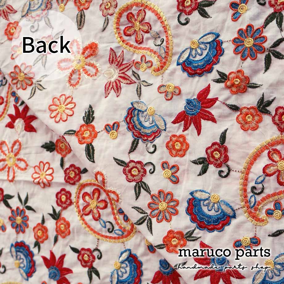 【計り売 30cm-】【 インド 刺繍 生地 (4)  ＊ コットン ペーズリー 】 