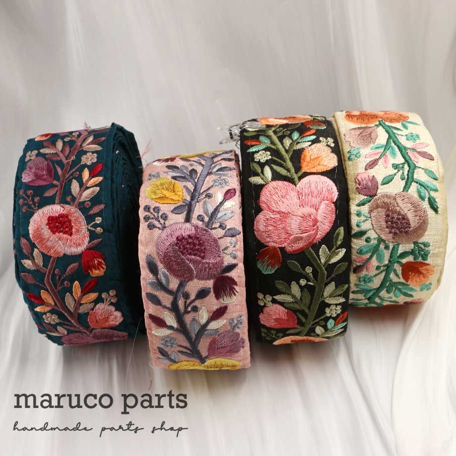 【計り売 50cm-】【 インド刺繍リボン  (94) ＊ 幅 55mm 】 