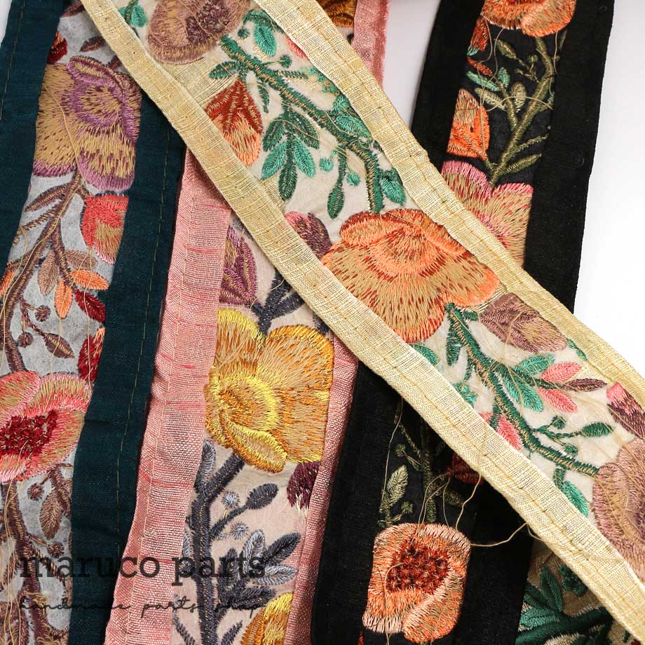 【計り売 50cm-】【 インド刺繍リボン  (94) ＊ 幅 55mm 】 