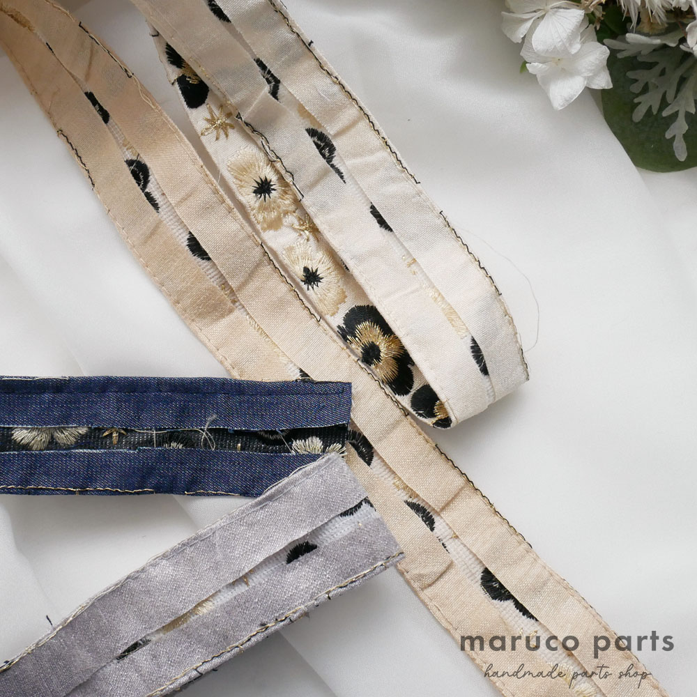 【1本2m】【 インド刺繍リボン (c020) ＊ 幅 約30-35mm 】