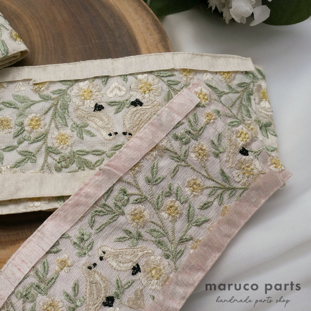 【1本2m】【 インド刺繍リボン (c021) ＊ 幅 約85mm 】