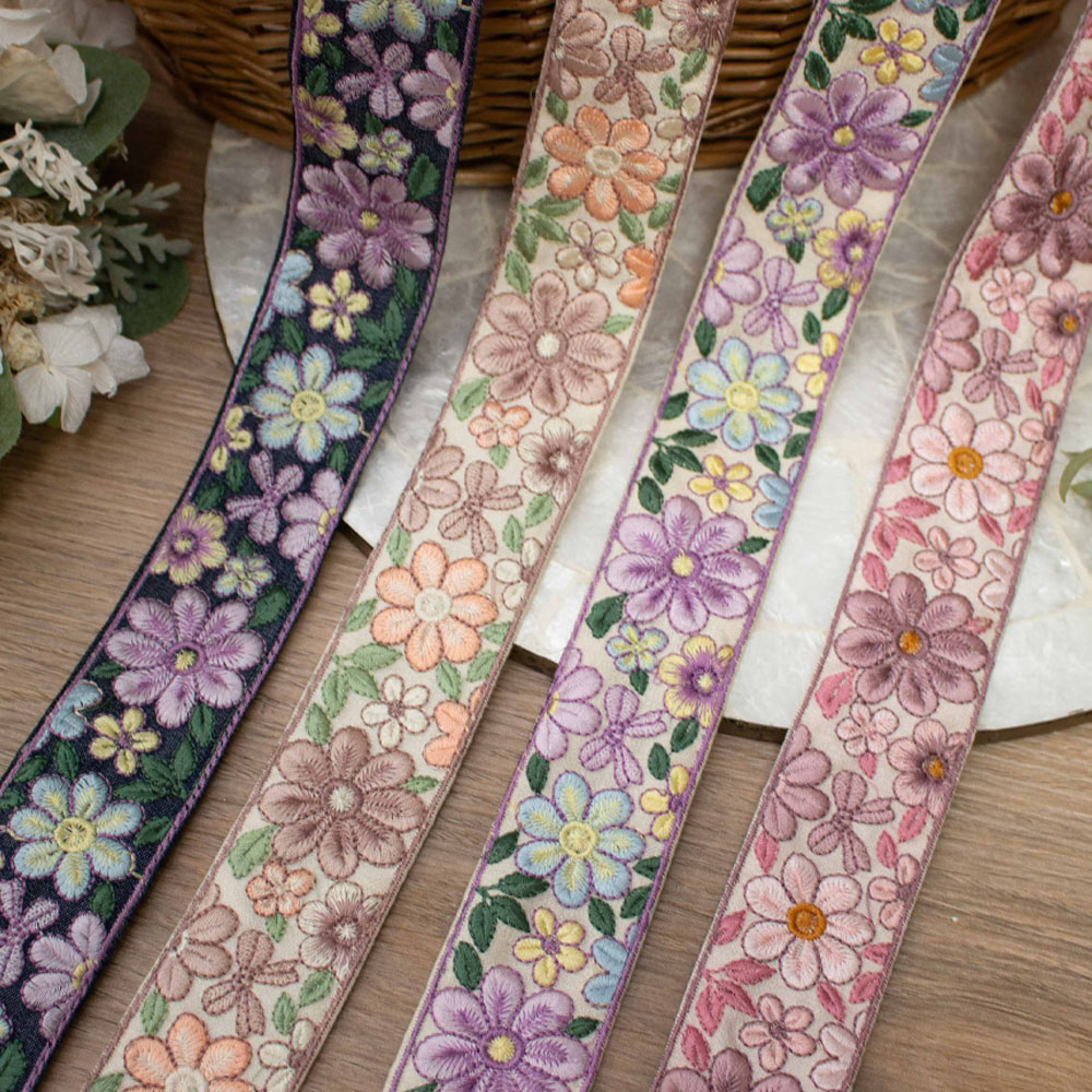 【Live】【1本2m】【 インド刺繍リボン (live06) ＊ 幅 約40mm 】