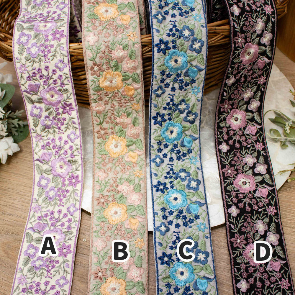 【Live】【1本2m】【 インド刺繍リボン (live07) ＊ 幅 約60mm 】