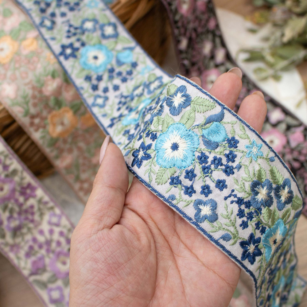 【Live】【1本2m】【 インド刺繍リボン (live07) ＊ 幅 約60mm 】