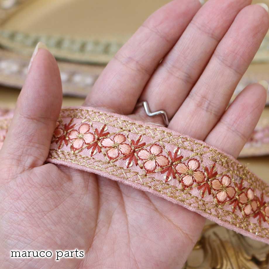 【計り売 50cm-】【 インド刺繍リボン  (308) ＊ 幅 約25mm 】