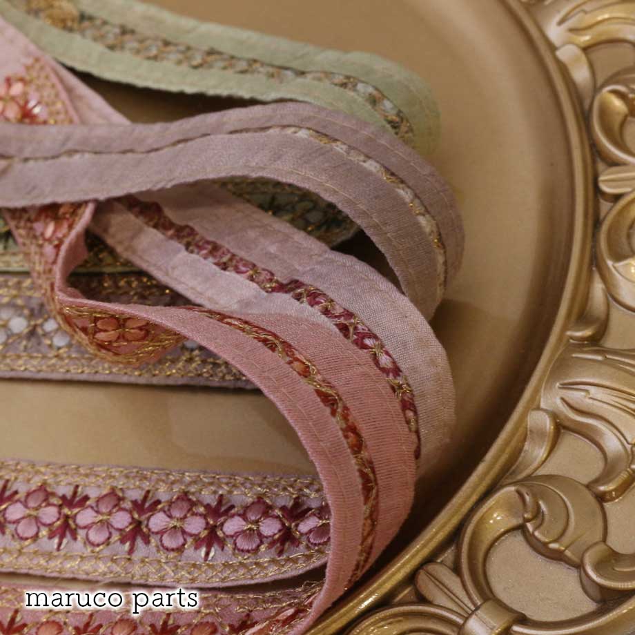 【計り売 50cm-】【 インド刺繍リボン  (308) ＊ 幅 約25mm 】