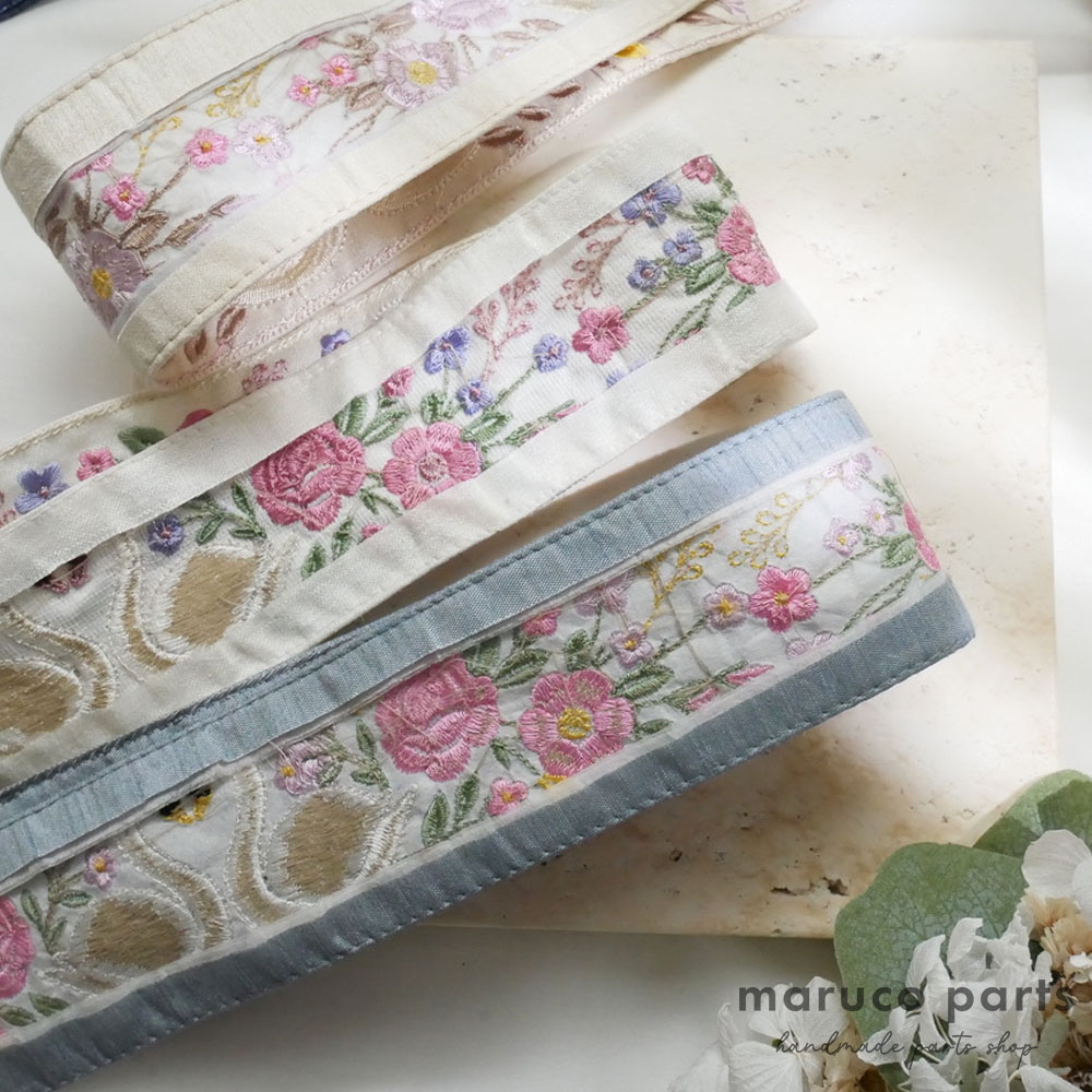 【1本2m】【 インド刺繍リボン (c024) ＊ 幅 約55mm 】