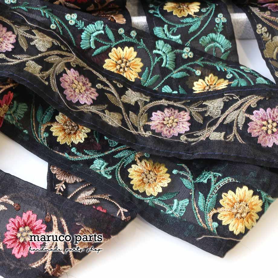 【計り売 50cm-】【 インド刺繍リボン  (360) ＊ 幅 約55mm 】