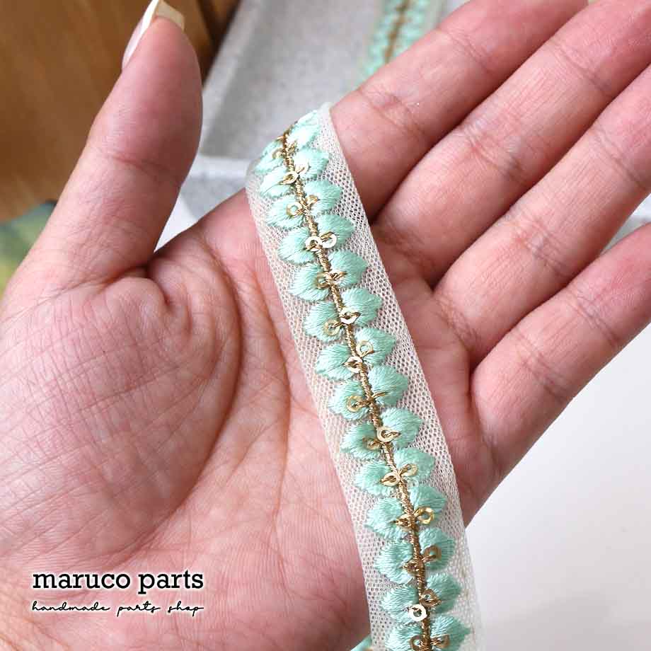 【計り売 50cm-】【 インド刺繍リボン  (361) ＊ 幅 約20mm 】