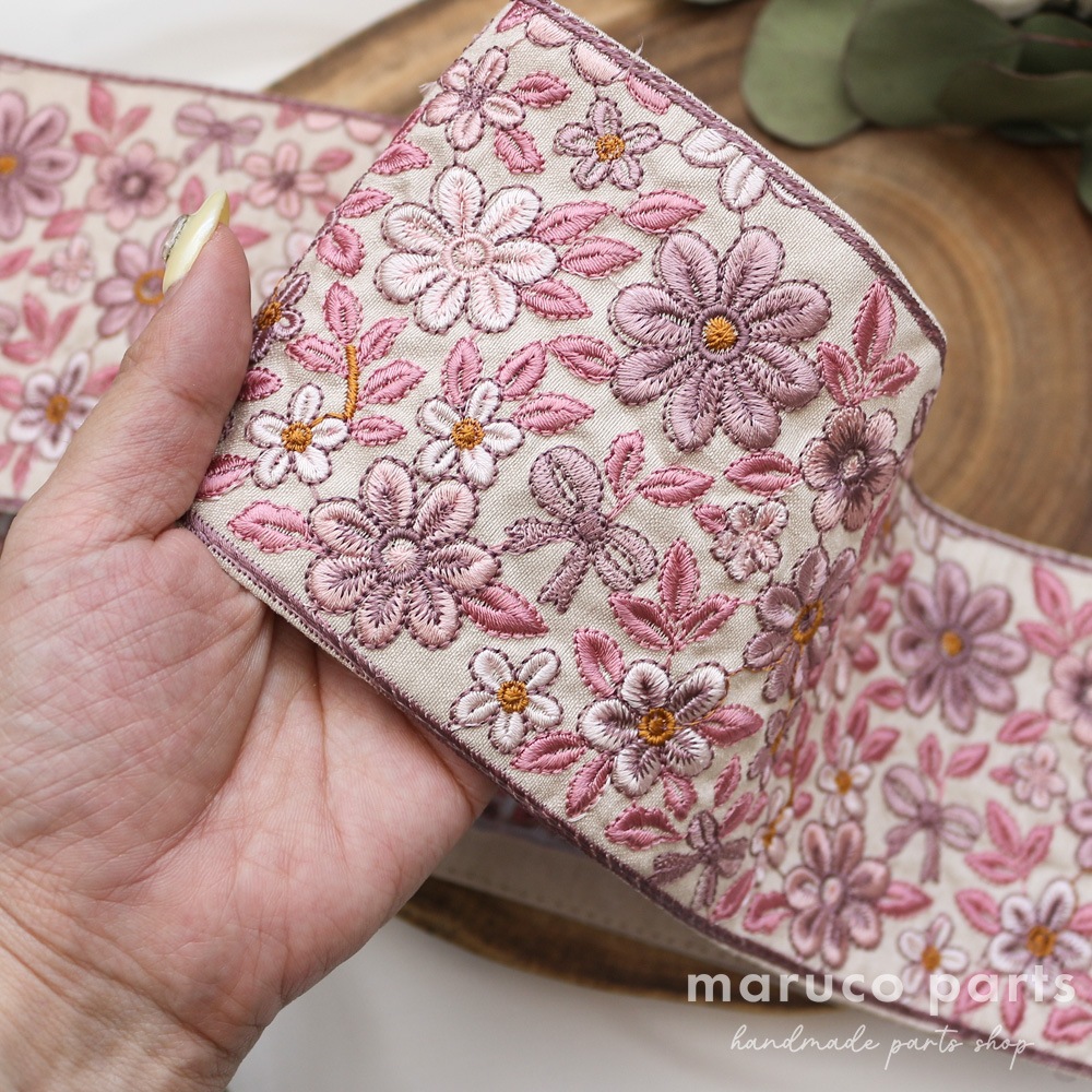 【1本2m】【 インド刺繍リボン (c027) ＊ 幅 約100mm 】 マルコレ