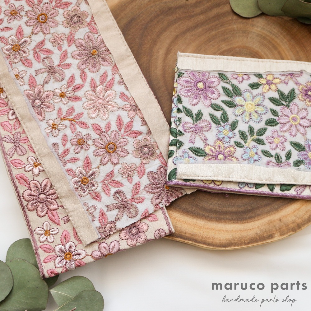 【1本2m】【 インド刺繍リボン (c027) ＊ 幅 約100mm 】 マルコレ