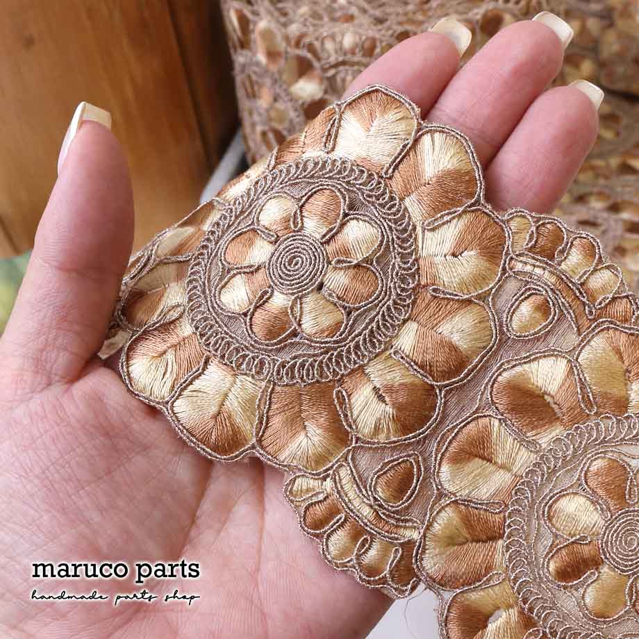 【計り売 50cm-】【 インド刺繍リボン  (362) ＊ 幅 約60-80mm 】