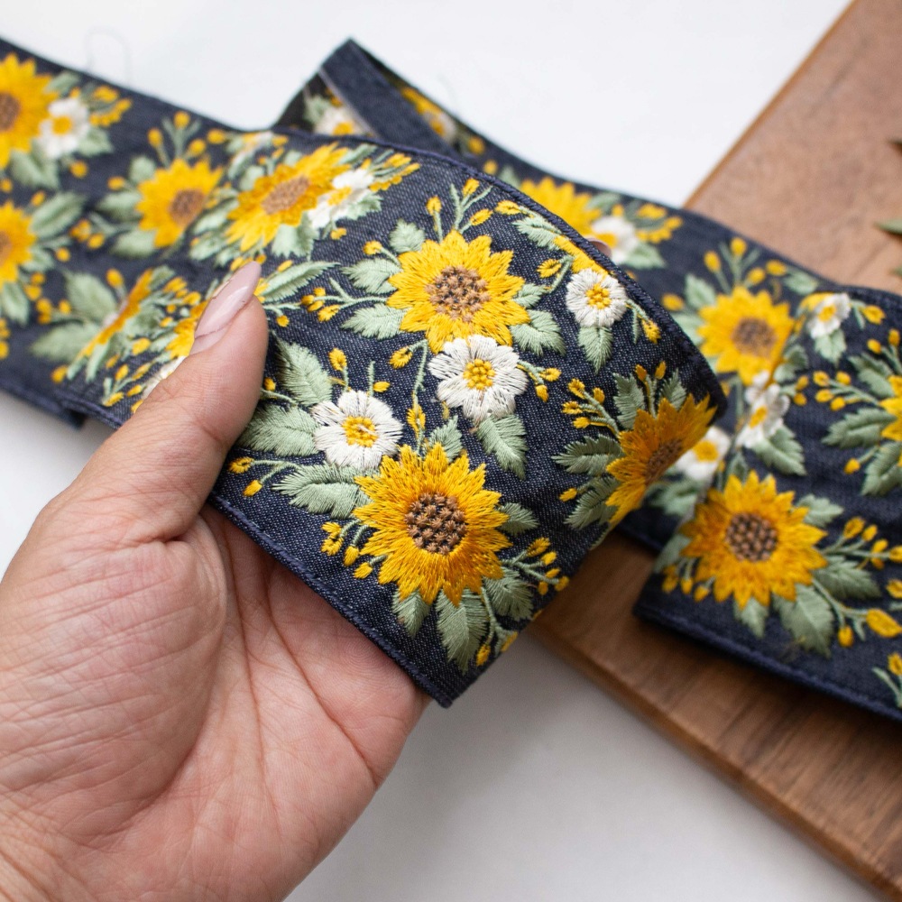 【1本2m】【 インド刺繍リボン (c034) ＊ 幅 約80mm 】マルコレ