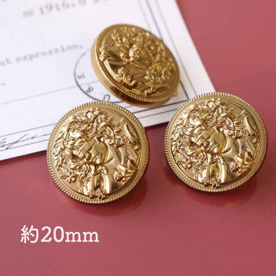 【 20mm 金属 アンティーク調 ボタン＊ 2個入り  】
