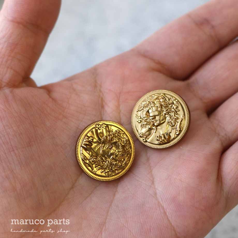 【 20mm 金属 アンティーク調 ボタン＊ 2個入り  】