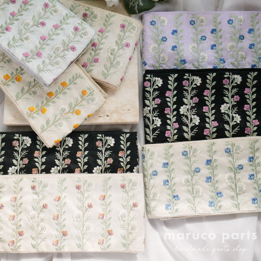 【1本2m】【 インド刺繍リボン (c018) ＊ 幅 約100mm 】