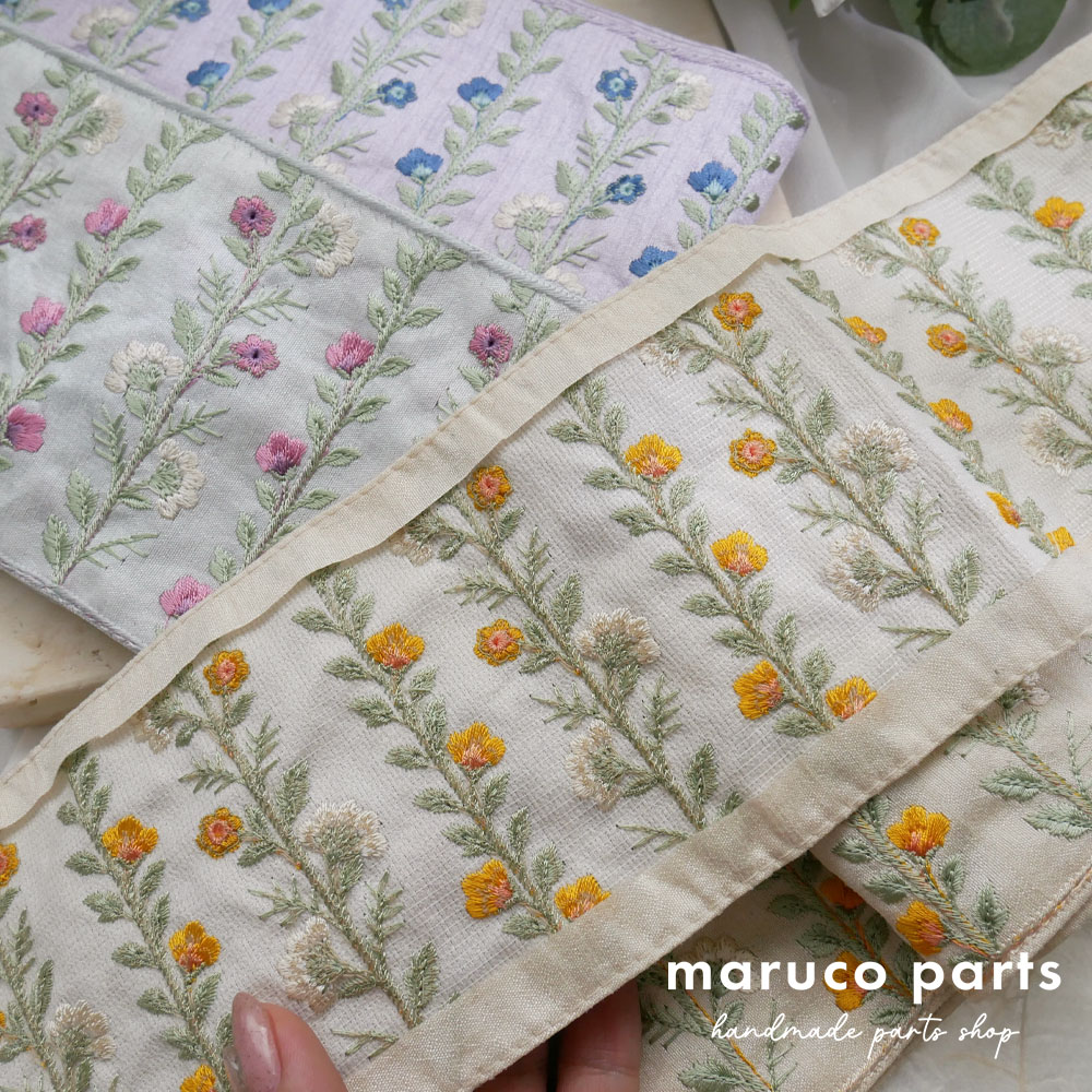 【1本2m】【 インド刺繍リボン (c018) ＊ 幅 約100mm 】