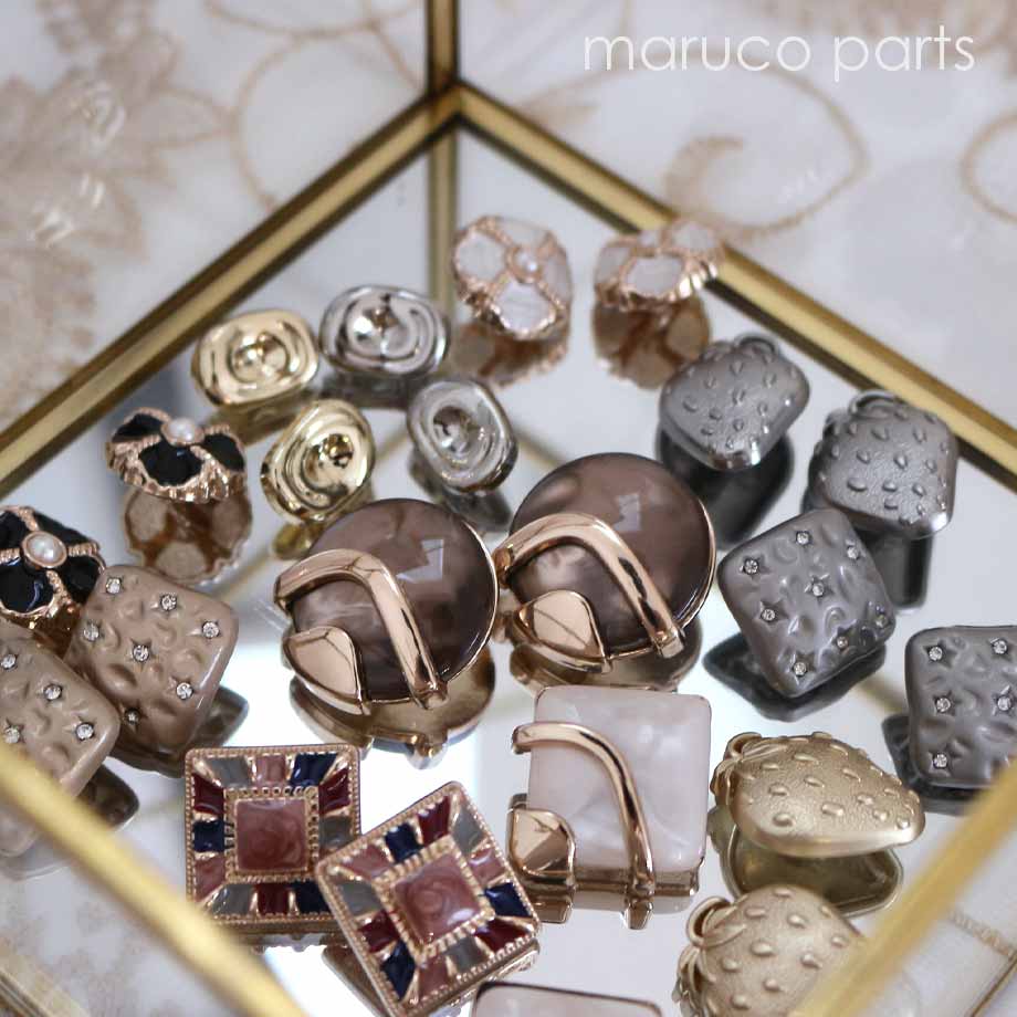 【 23mm イチゴ 金属 ボタン ＊ 2個入り ＊ シルバー ゴールド 】 