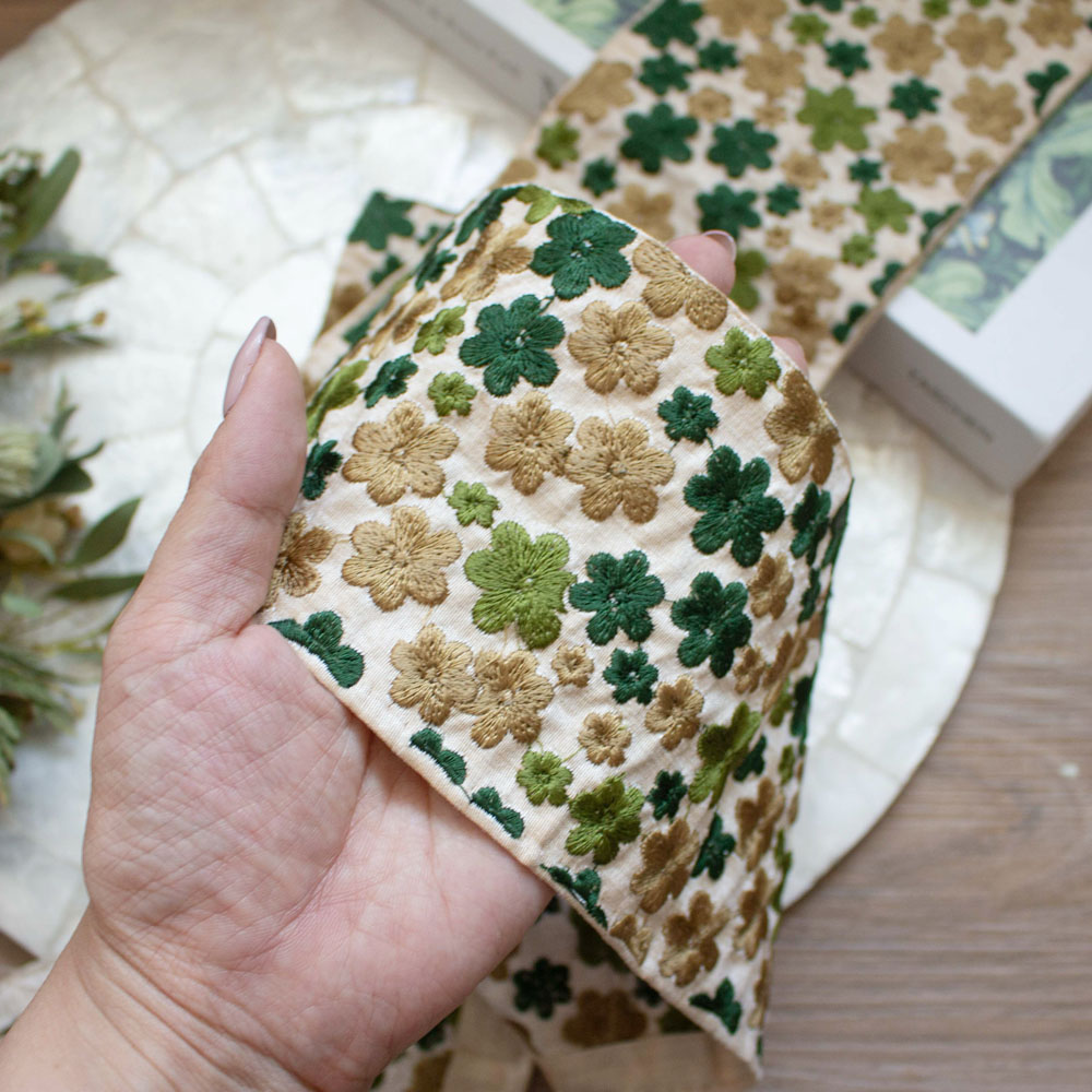 【1本2m】【 インド刺繍リボン (c031) ＊ 幅 約100mm 】 マルコレ