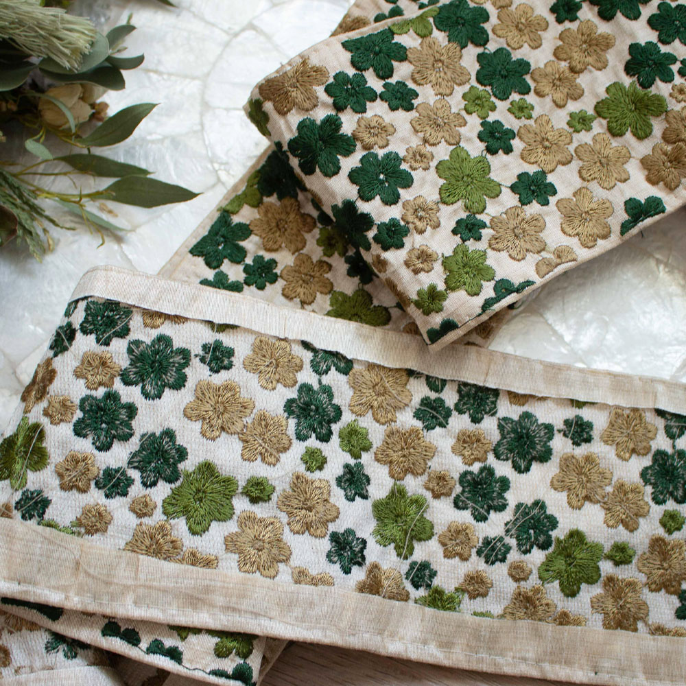 【1本2m】【 インド刺繍リボン (c031) ＊ 幅 約100mm 】 マルコレ