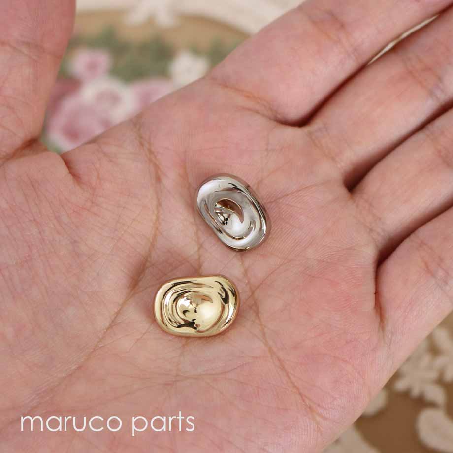 【 16mmx11mm 変形 オーバル 金属 ボタン ＊ 4個入り  】 