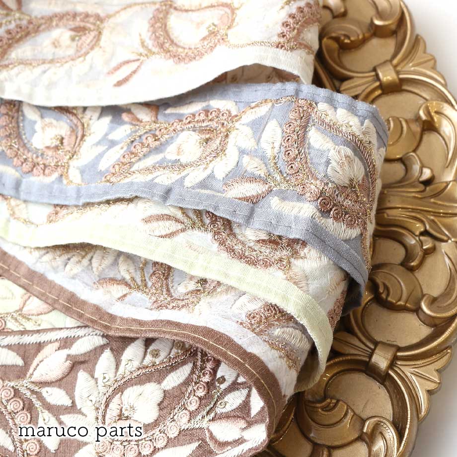 【計り売 50cm-】【 インド刺繍リボン  (266) ＊ 幅 約60mm 】