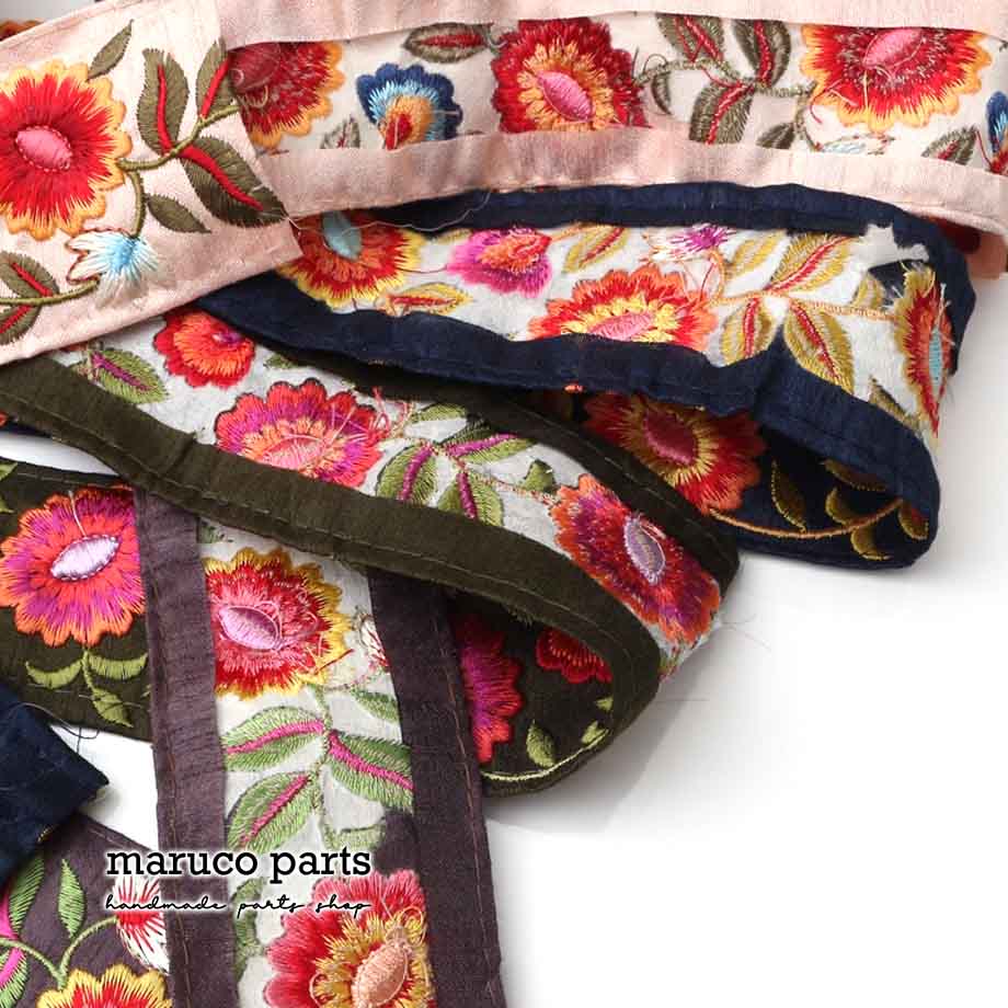 【計り売 50cm-】【 インド刺繍リボン  (336) ＊ 幅 約50mm 】