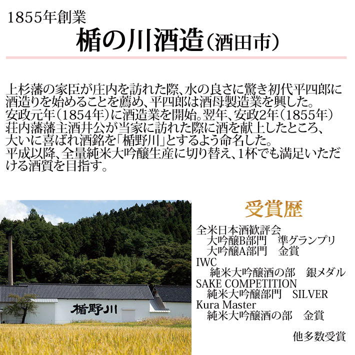 日本酒 楯野川 飲み比べ セット 純米大吟醸 720ml 6本セット