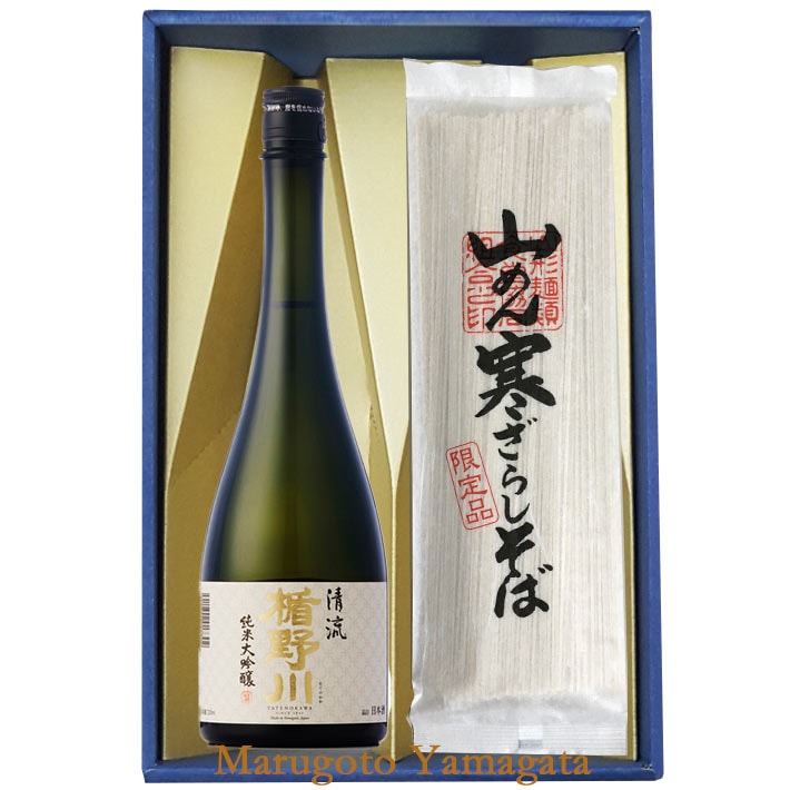 母の日 ギフト そばと日本酒 ギフトセット 楯野川 純米大吟醸 清流 720ml と 寒ざらしそば 乾麺 3袋 6人前 山形の地酒 花以外