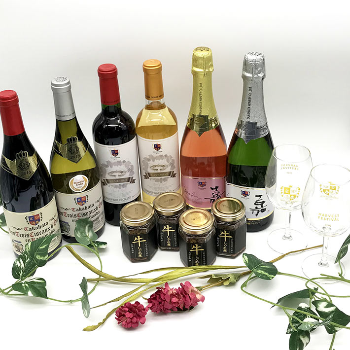 スパークリングワインとワイングラスのセット 高畠ワイナリー 嘉 ロゼ