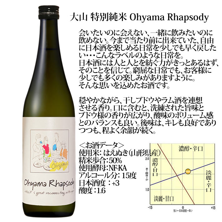 酒ラベルアート「大山」 大山 特別純米 Ohyama Rhapsody 720ml 箱なし 山形 鶴岡 日本酒