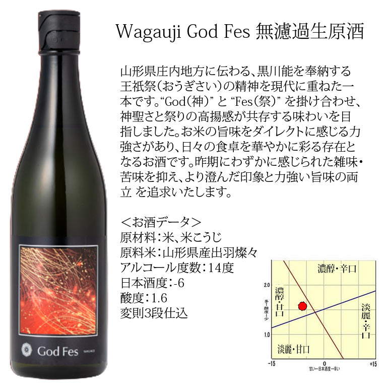 日本酒 Wagauji God Fes 無濾過生原酒 奥羽自慢 吾有事 わがうじ 720ml