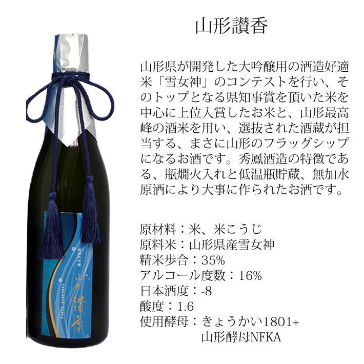 日本酒 2026 山形讃香 やまがたさんが 純米大吟醸 秀鳳 720ml クール便