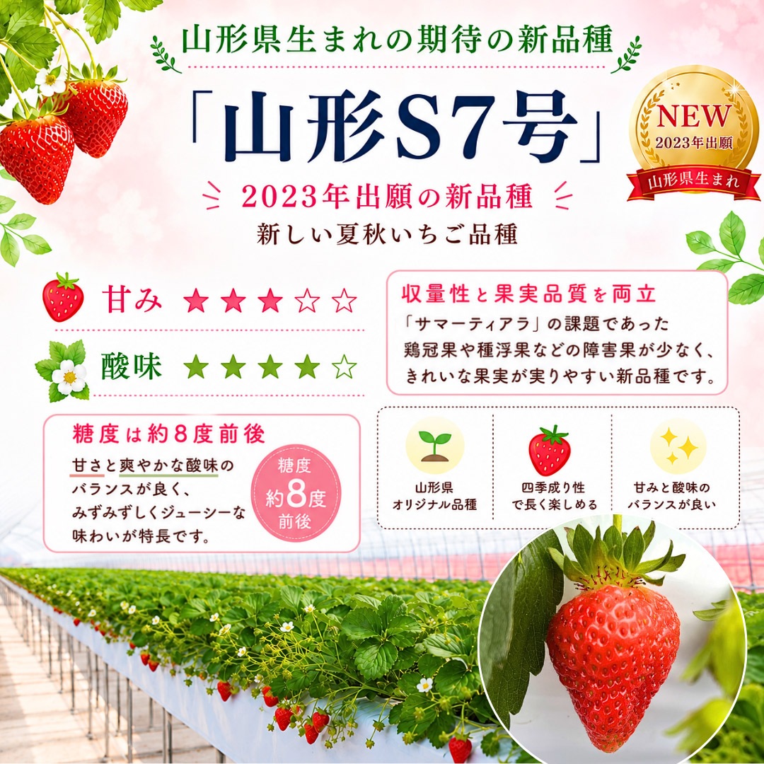 夏いちご 山形S7号 40〜60粒 約600g 山形県産 夏秋いちご 業務用