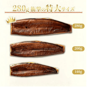 メガサイズ】鹿児島県産 うなぎ蒲焼き 約280g×2尾 (タレ、山椒付き)