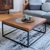 センターテーブル ローテーブル ZADA(ザダ) 無垢材 グレー アイアン脚