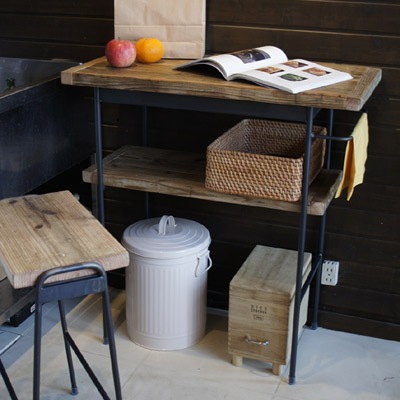 杉山製作所 FACT 厳しく L WORK TABLE 杉無垢材 アイアン 展示台