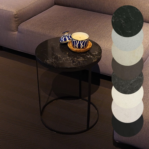 美品】大理石風セラミックグレー×塗装ウォルナット ローテーブル