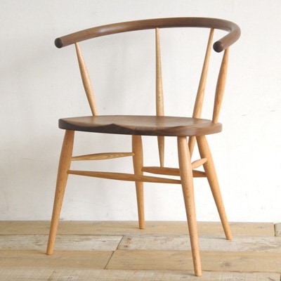 高山ウッドワークス 木製ダイニングチェア② ブラウン カフェチェア/椅子 ウォールナット+オーク オイル塗装/ウレタン