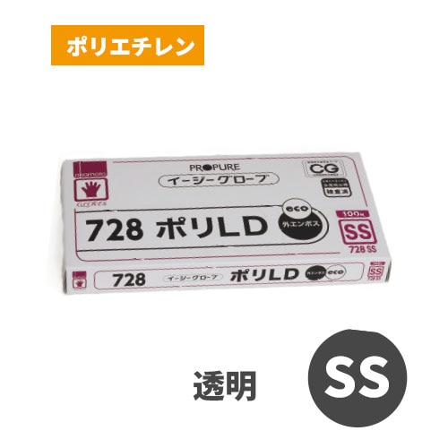 イージーグローブポリLD 外エンボスECO 透明 SS