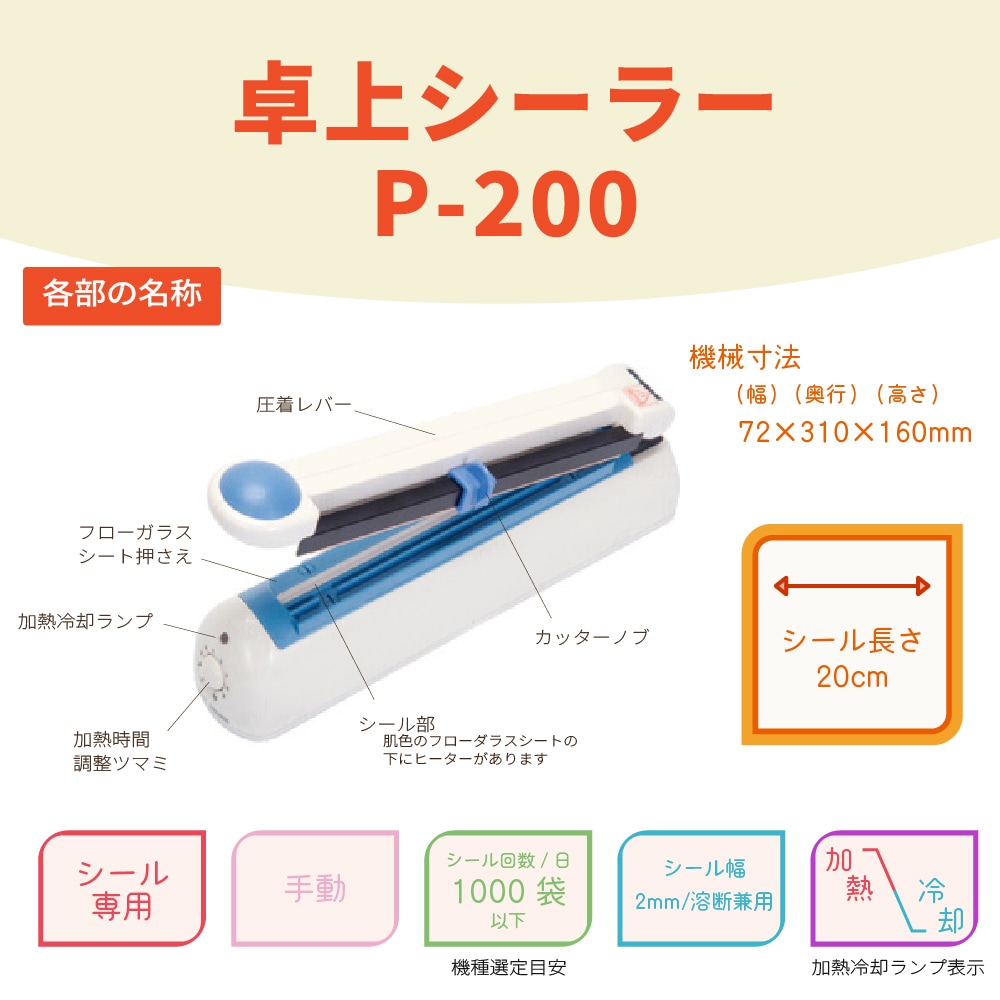 P-200 卓上型・手動シーラー 富士インパルスシーラー