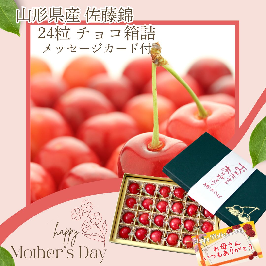 母の日の贈り物  送料無料 山形県産ハウス栽培初ものさくらんぼ「佐藤錦」（24粒入）【母の日カード付き】※母の日５日前頃から発送予定
